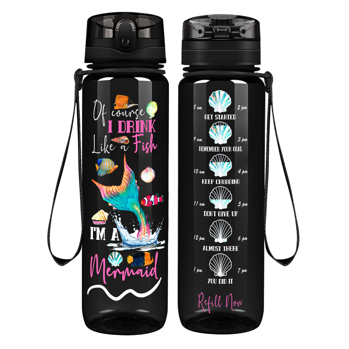 I'm A Mermaid on 32 oz Motivational Tracking Water Bottle