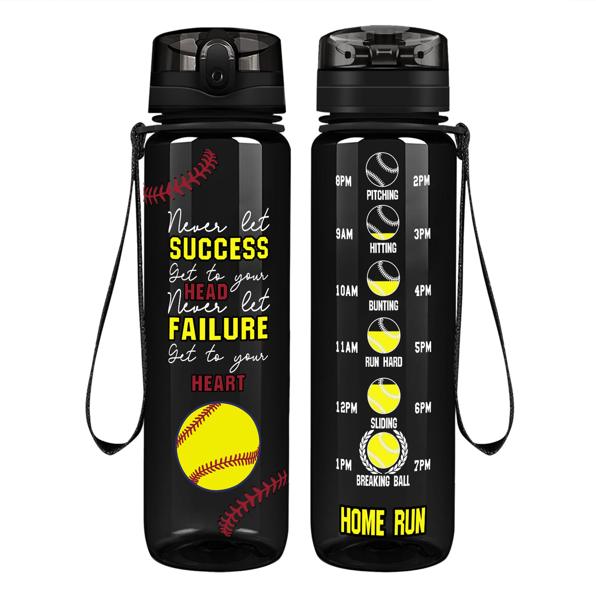 Never Let Success Get to Your Head on 32 oz Motivational Tracking Water Bottle