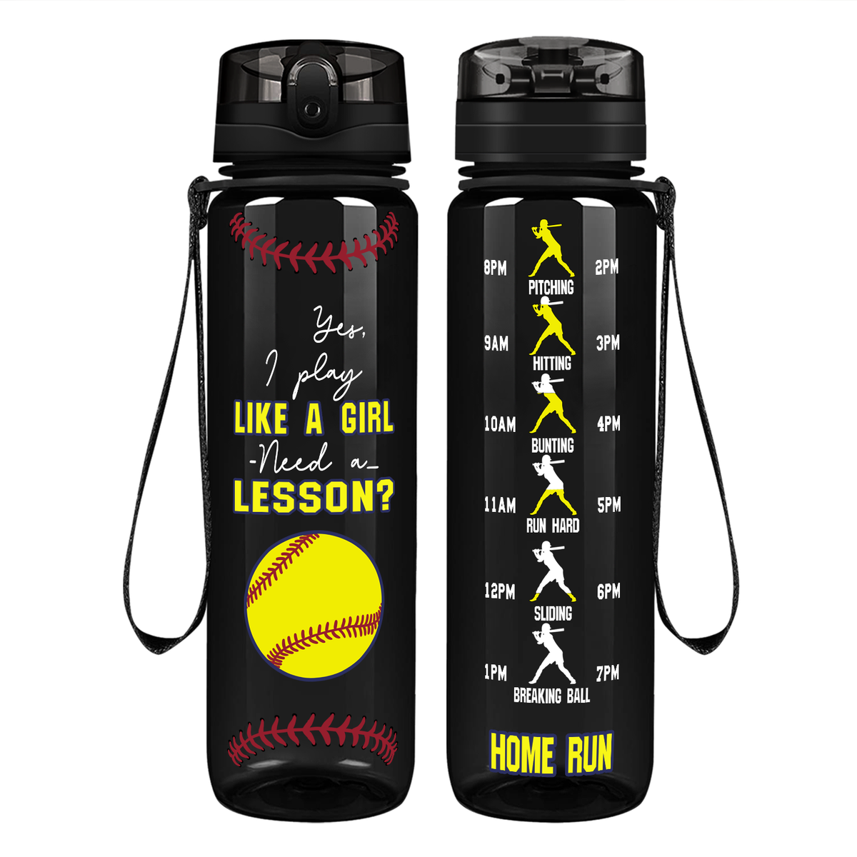 Yes, I Play Like a Girl on 32 oz Motivational Tracking Water Bottle