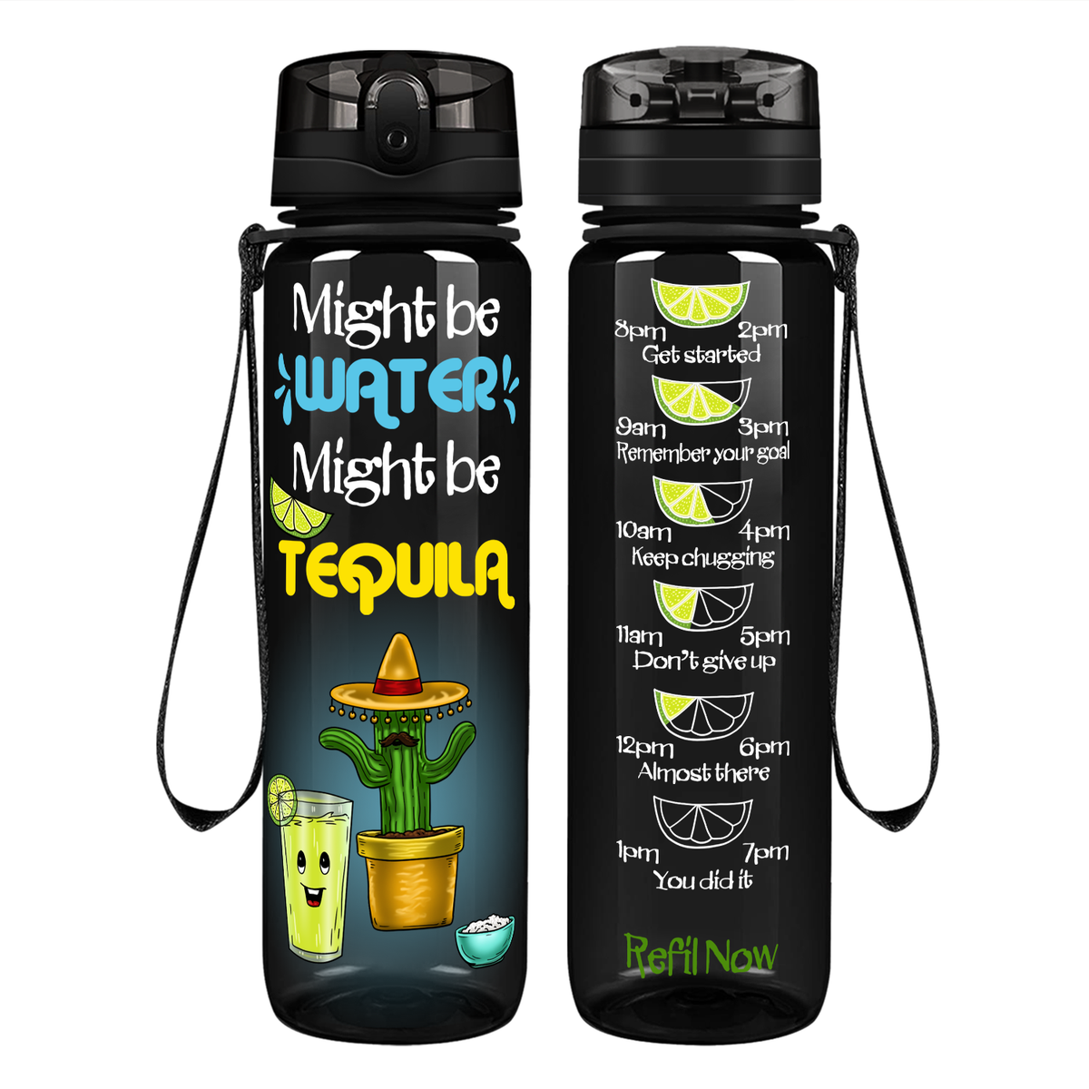 Might Be Water Might be Tequila on 32 oz Motivational Tracking Water Bottle