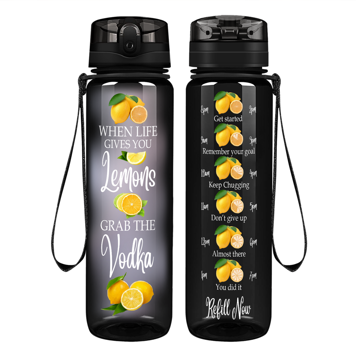 When Life Gives You Lemons on 32 oz Motivational Tracking Water Bottle