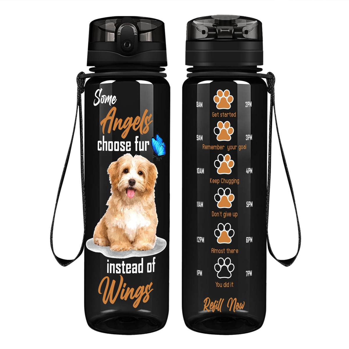 Some Angels Choose Fur Instead of Wings Golden Retriever on 32 oz Motivational Tracking Water Bottle