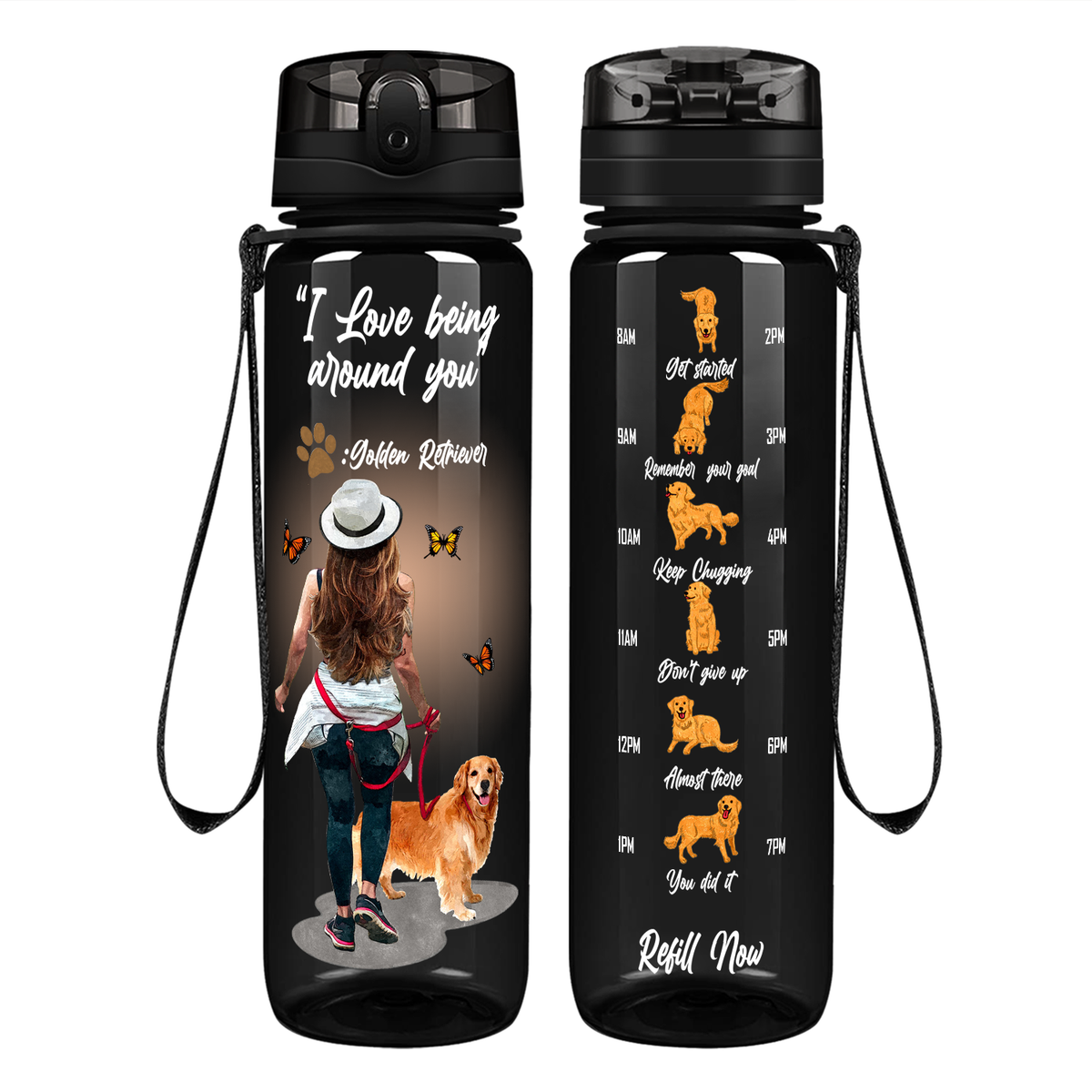 I love Being Around You Golden Retriever on 32 oz Motivational Tracking Water Bottle
