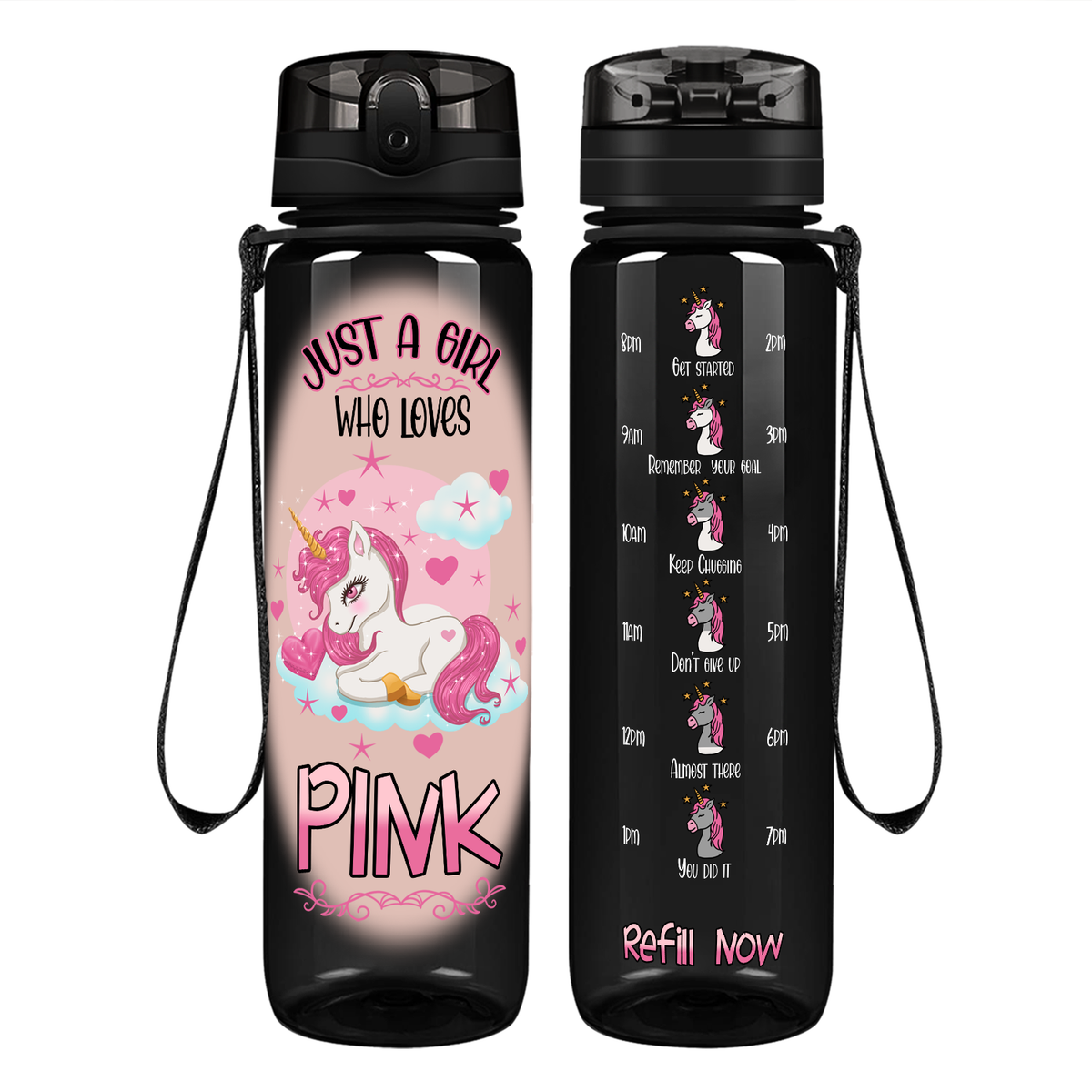 Just A Girl Who Loves Pink on 32 oz Motivational Tracking Water Bottle