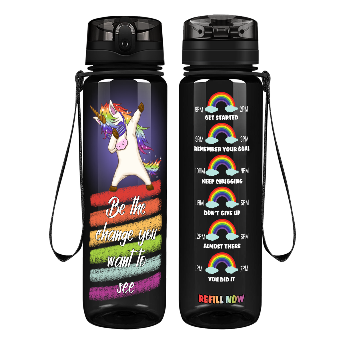 Be The Change You Want To See on 32 oz Motivational Tracking Water Bottle