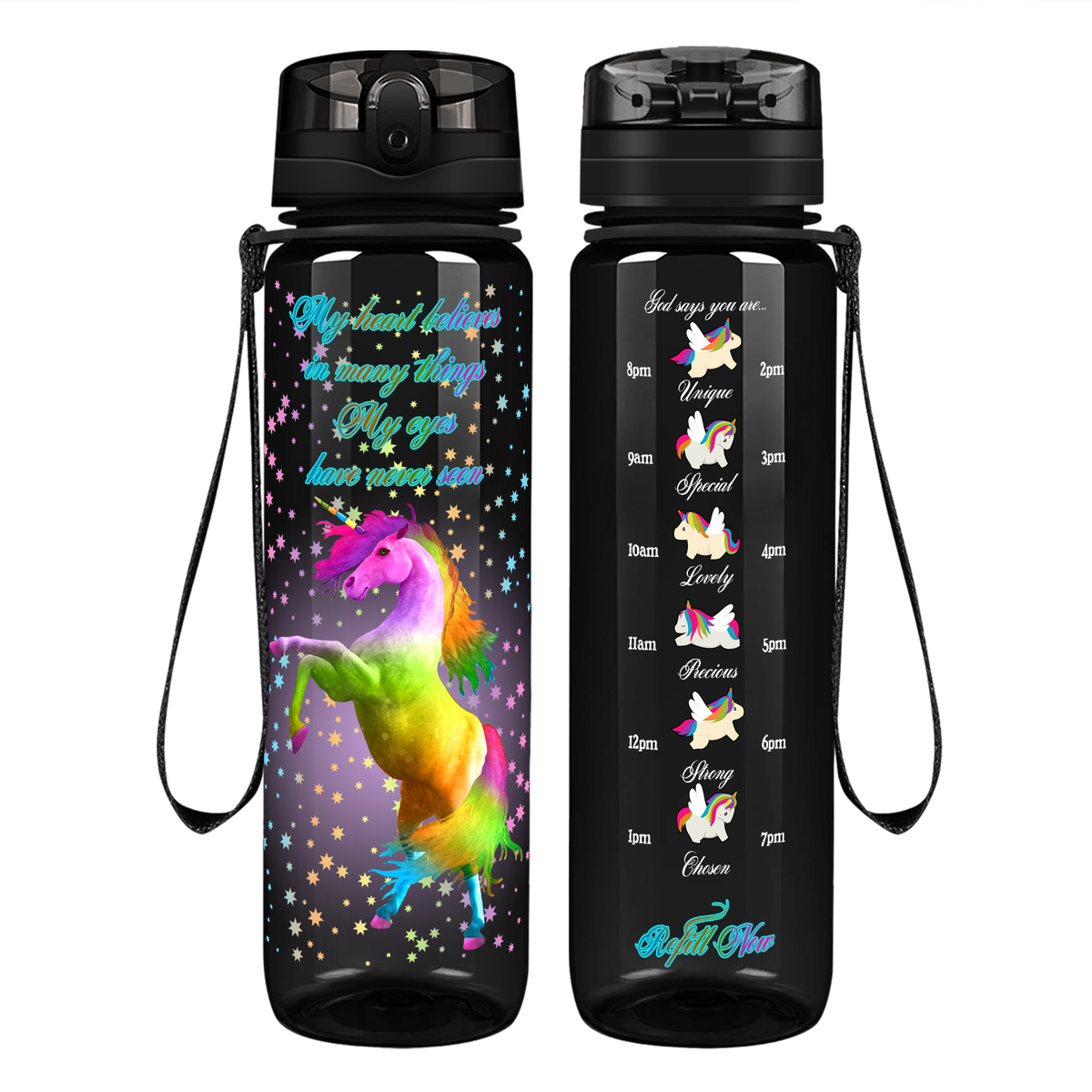 My Heart Believes In Many Things on 32 oz Motivational Tracking Water Bottle