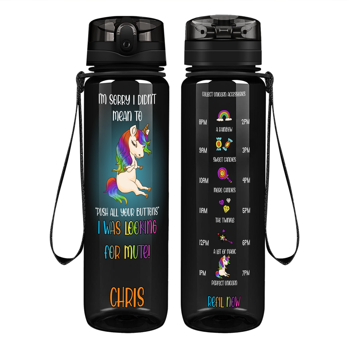 I'm Sorry I Didn't Mean To Push All Your Buttons on 32 oz Motivational Tracking Water Bottle