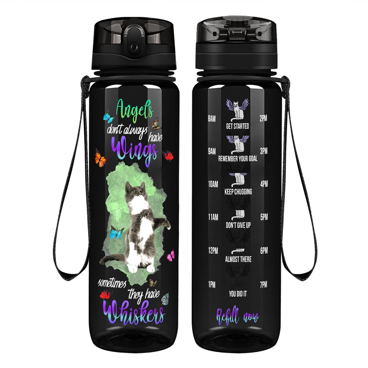 Angels Don't Always Have Wings on 32 oz Motivational Tracking Water Bottle