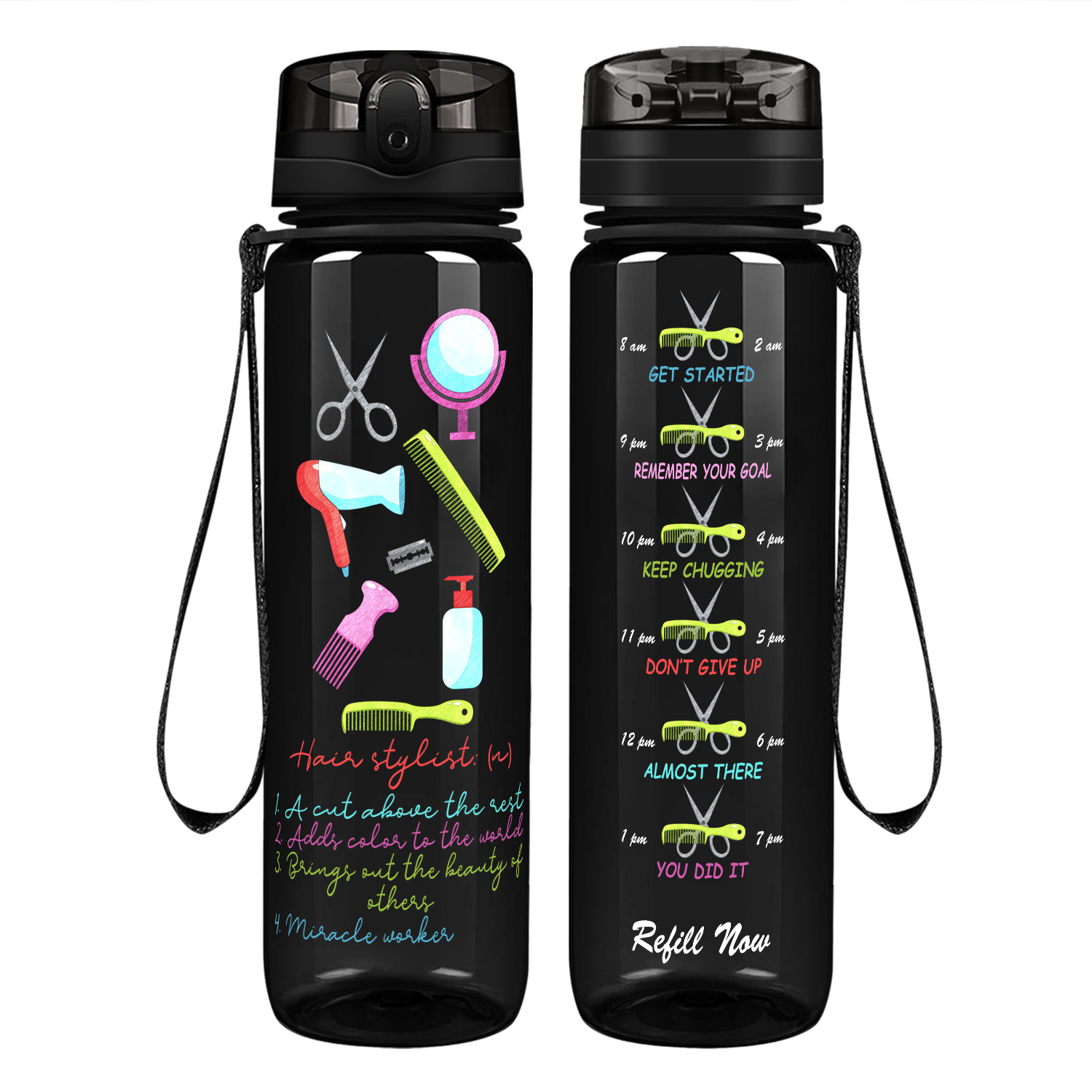 Hairstylist Miracle Worker on 32 oz Motivational Tracking Water Bottle