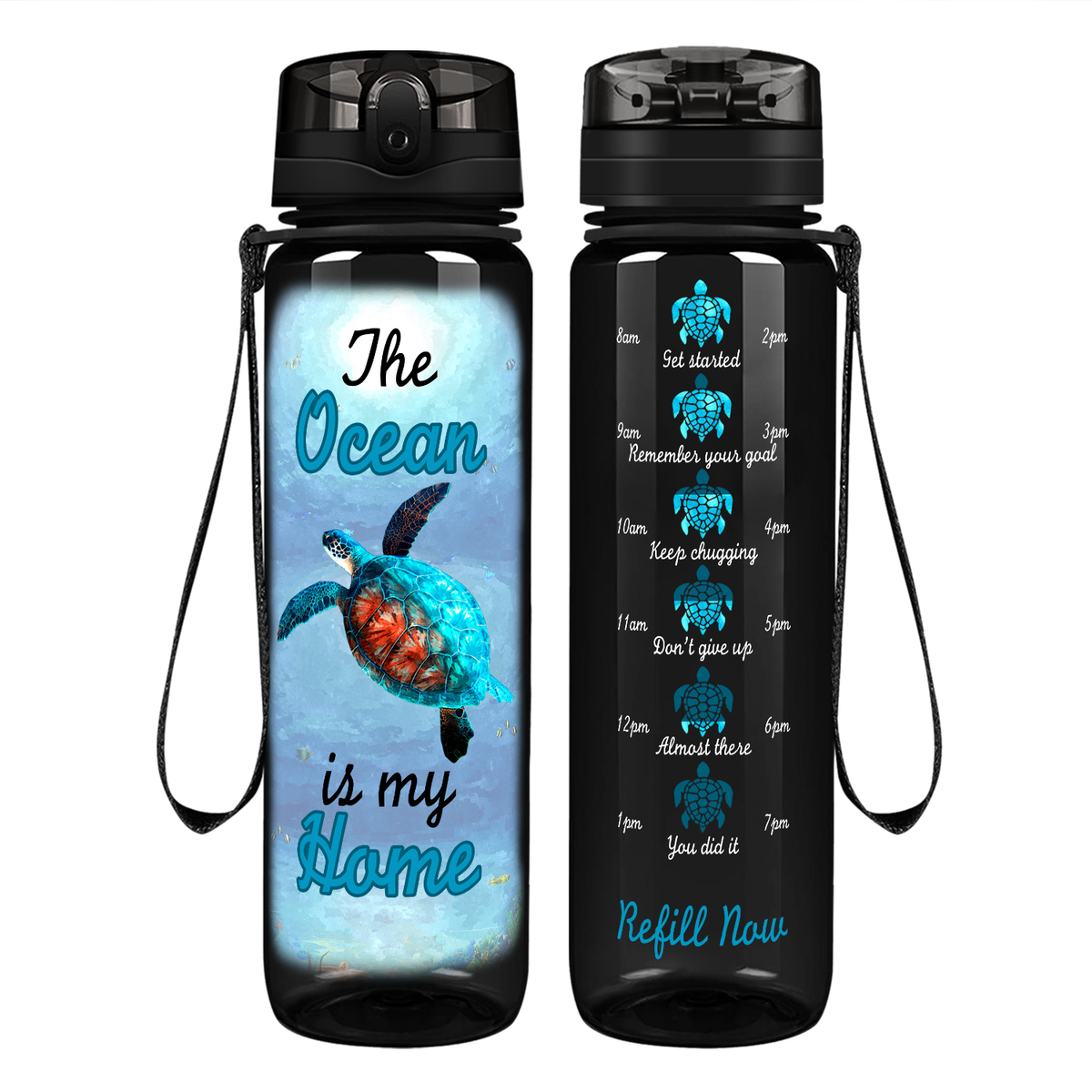 The Ocean Is My Home on 32 oz Motivational Tracking Water Bottle