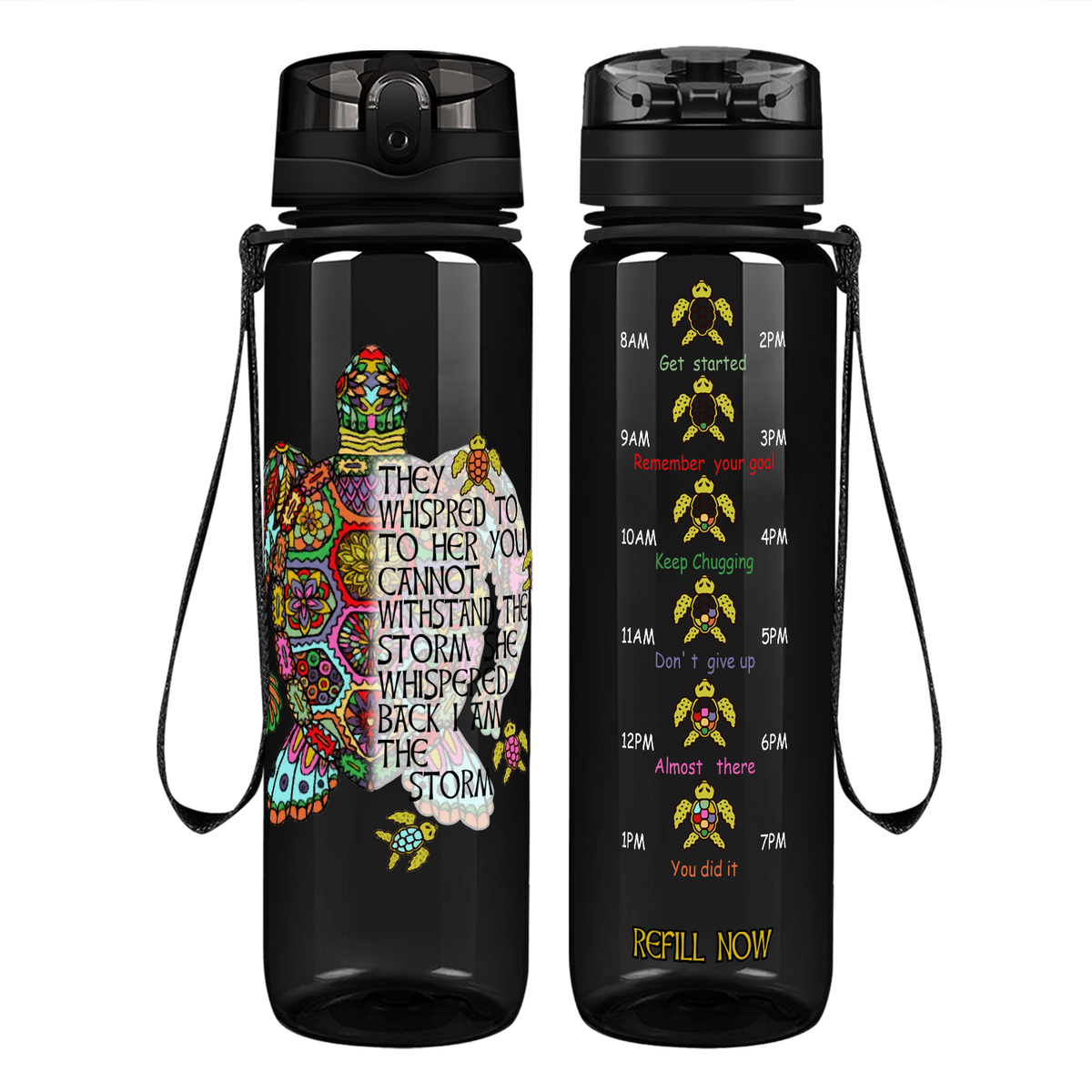 Turtle I am The Storm on 32 oz Motivational Tracking Water Bottle