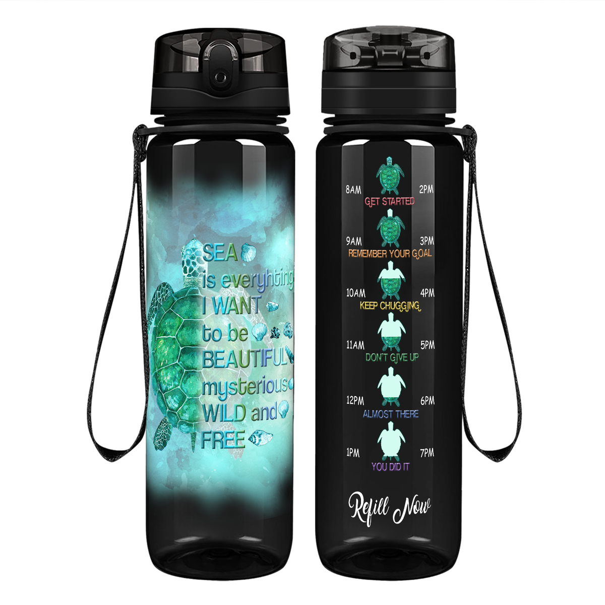 Sea Is Everything I Want on 32 oz Motivational Tracking Water Bottle