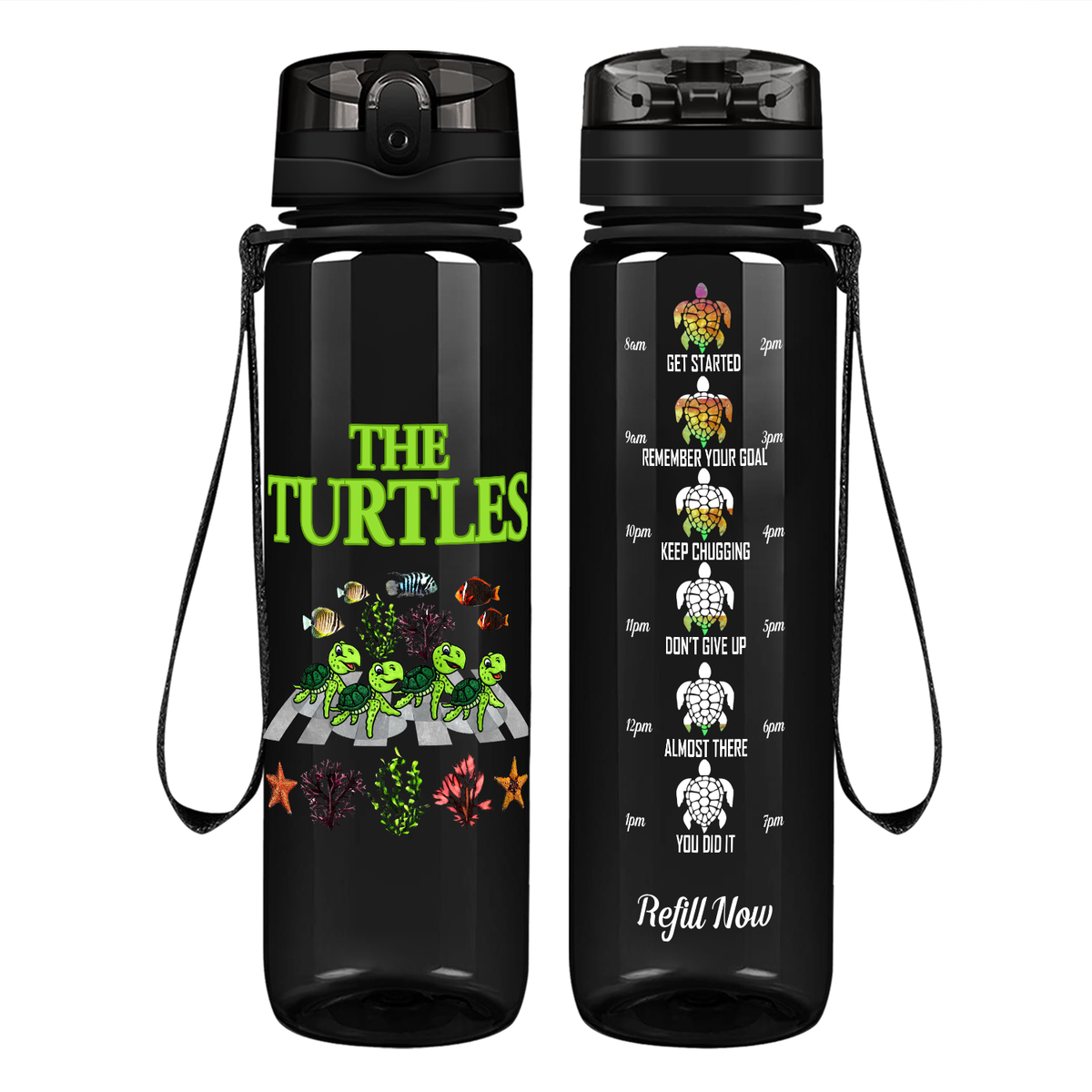 The Turtles on 32 oz Motivational Tracking Water Bottle