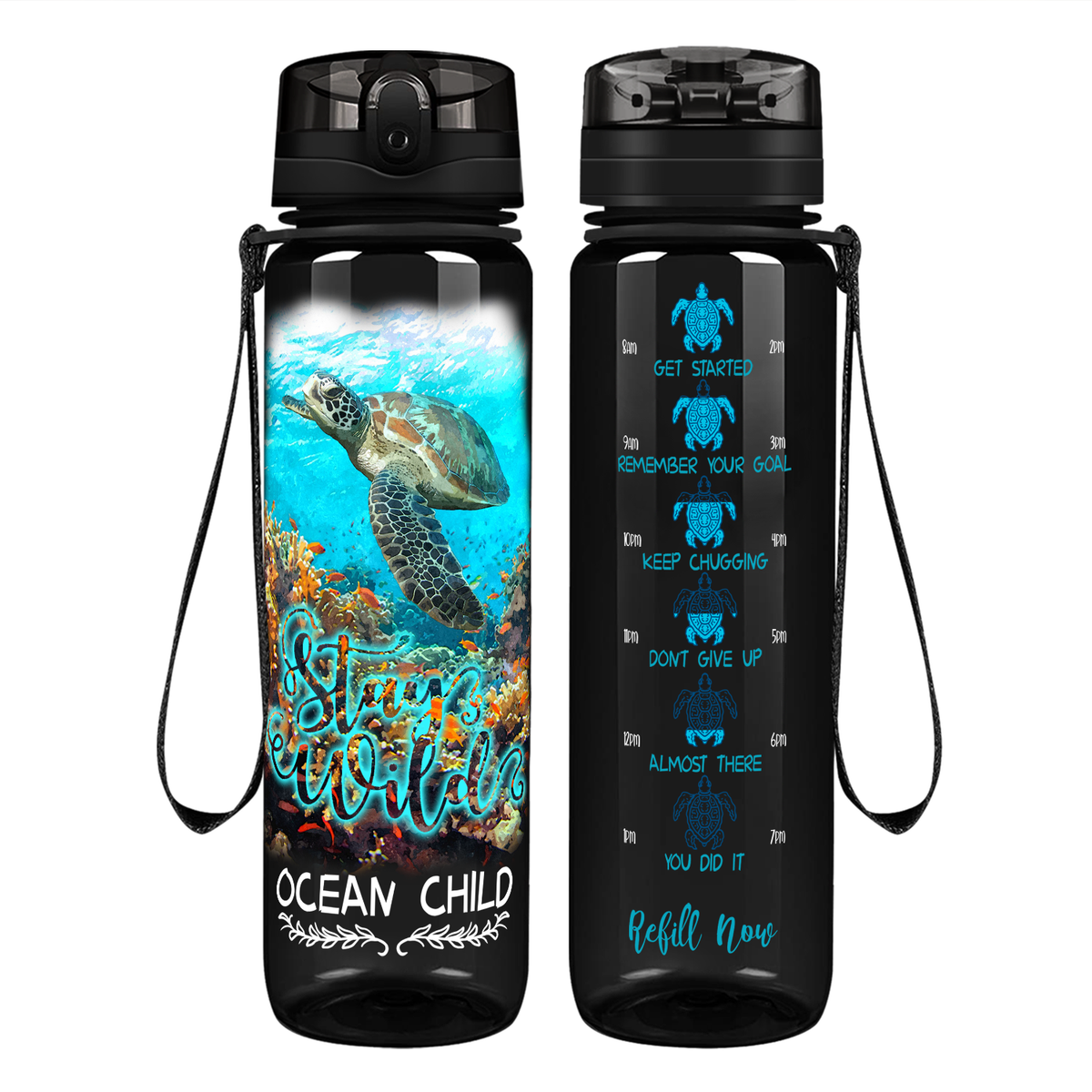 Stay Wild Ocean Child on 32 oz Motivational Tracking Water Bottle