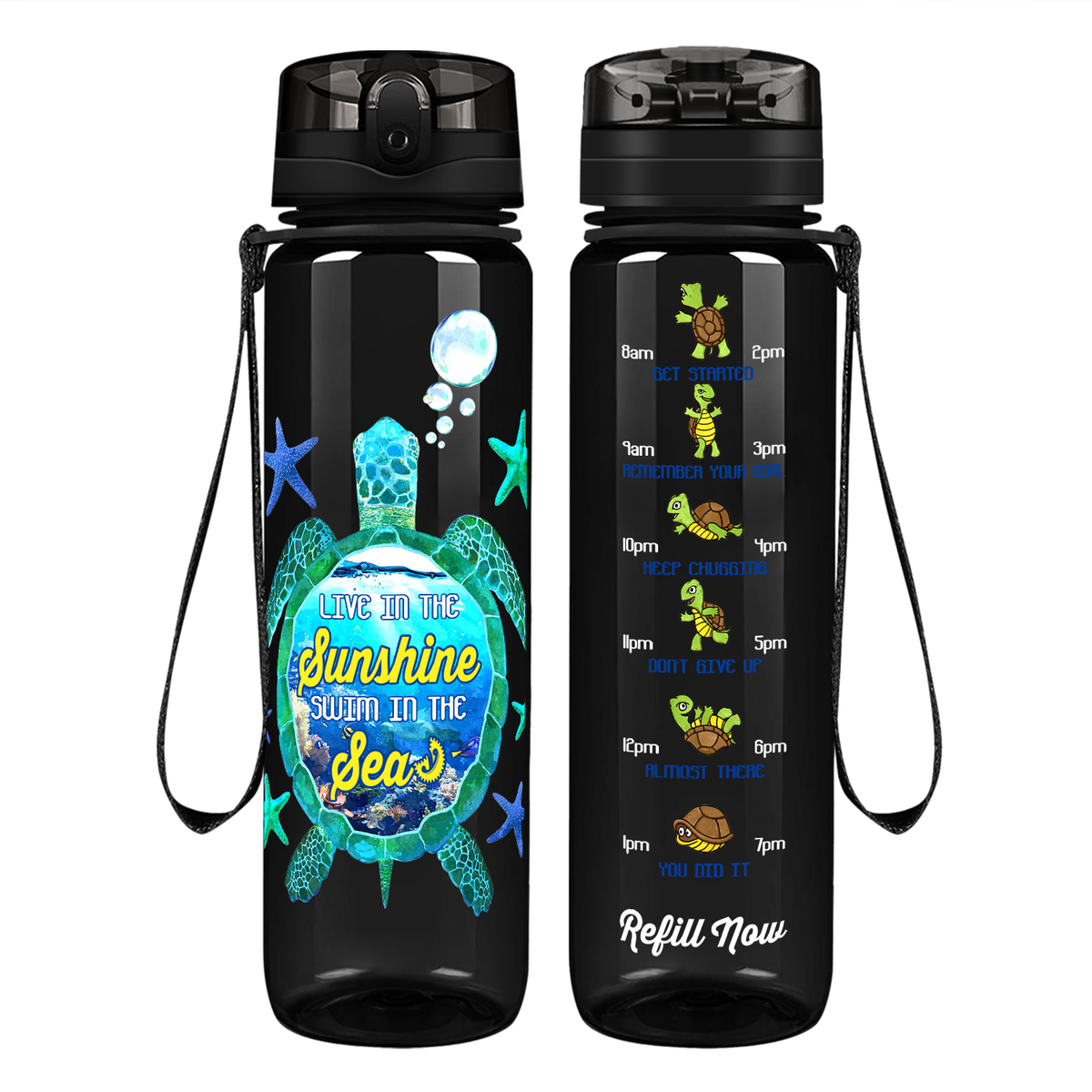 Live In The Sunshine Swim in The Sea on 32 oz Motivational Tracking Water Bottle