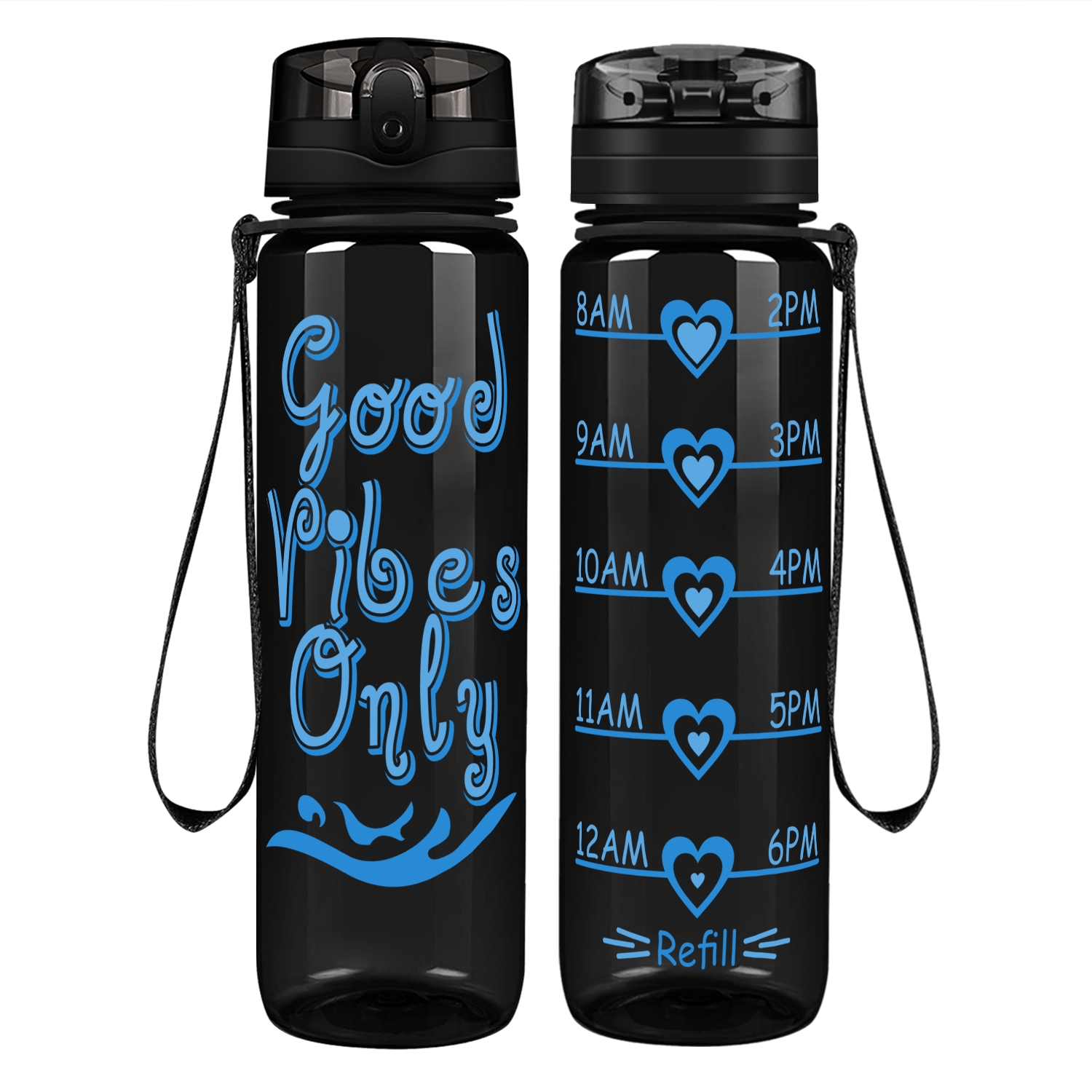 Good Vibes Only on 32 oz Motivational Tracking Water Bottle