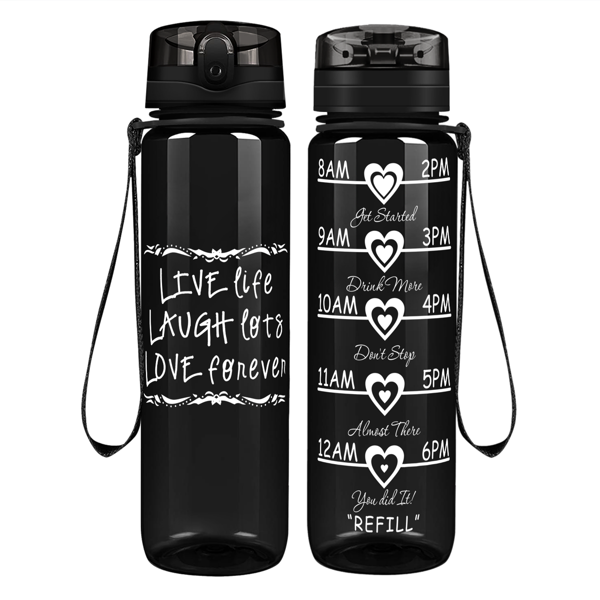Live Life on 32 oz Motivational Tracking Water Bottle