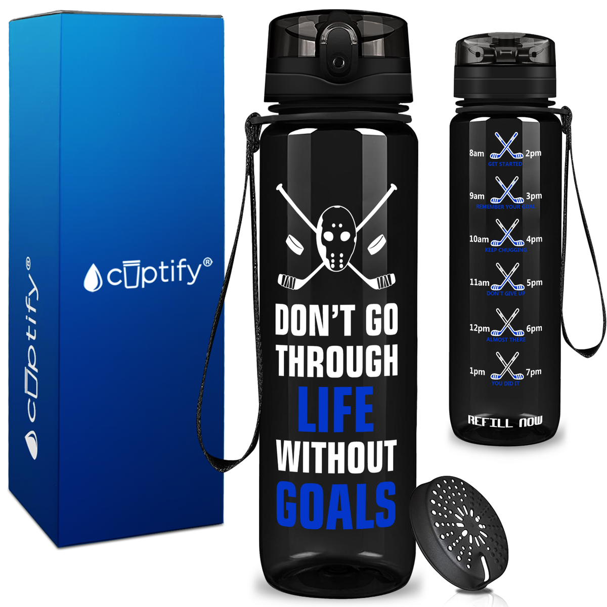 Personalized Dont Go Through Life on 32 oz Motivational Tracking Water Bottle