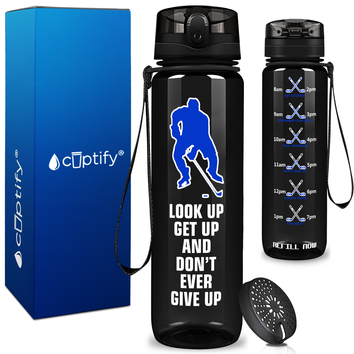 Personalized Look up Get Up on 32 oz Motivational Tracking Water Bottle