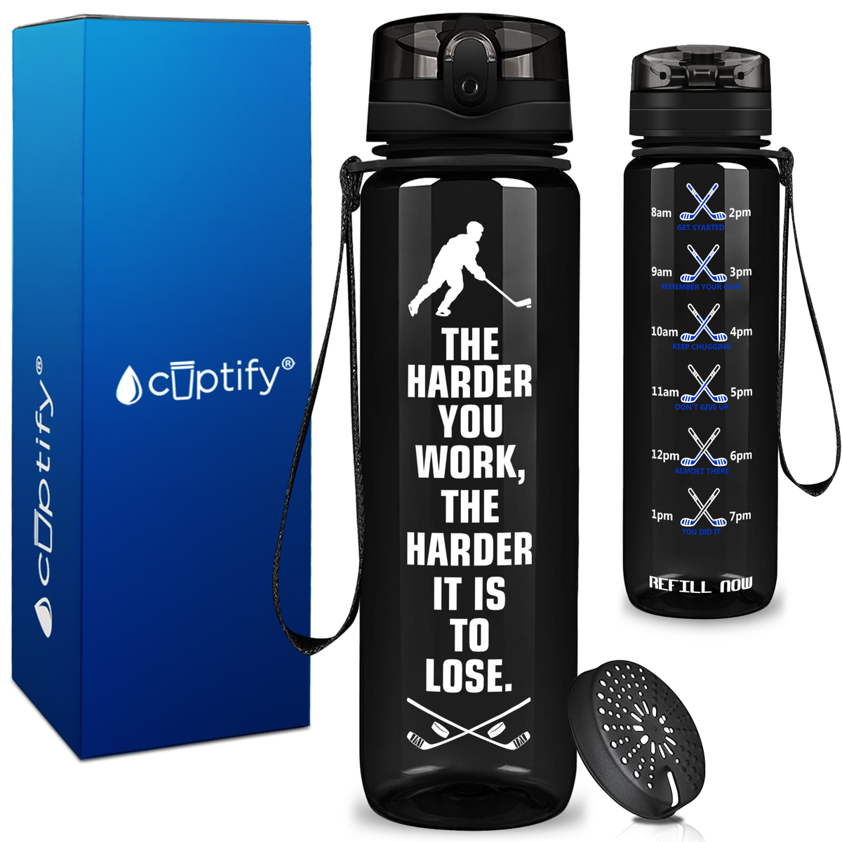 Personalized The Harder You Work on 32 oz Motivational Tracking Water Bottle