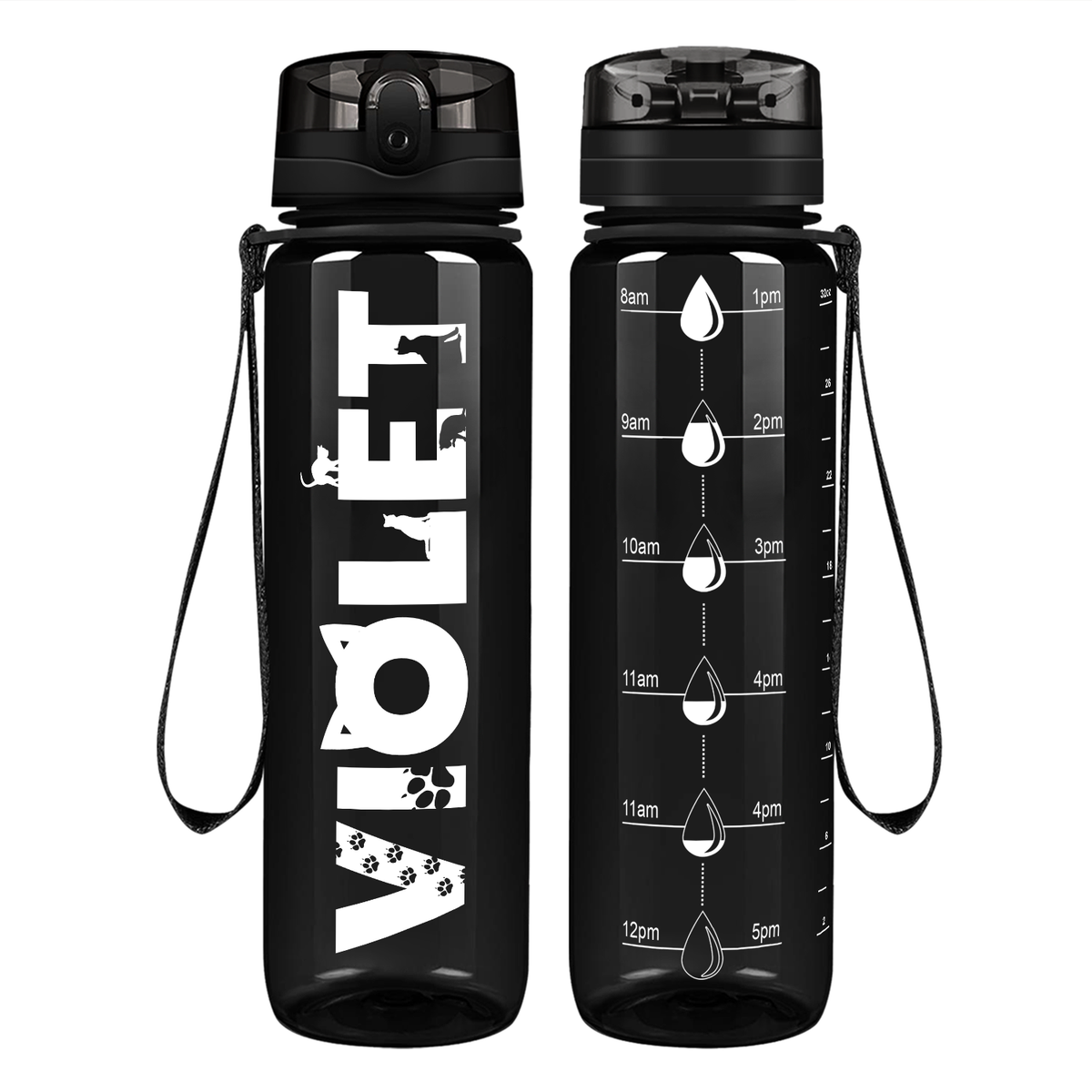 Personalized Girls on 32 oz Motivational Tracking Water Bottle