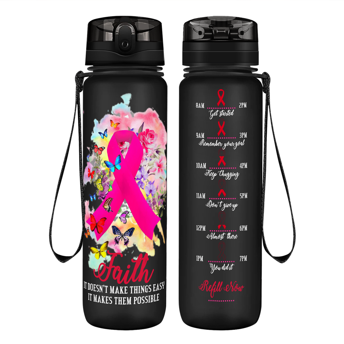 Faith It Doesn’t Make Things Easy on 32 oz Motivational Tracking Water Bottle