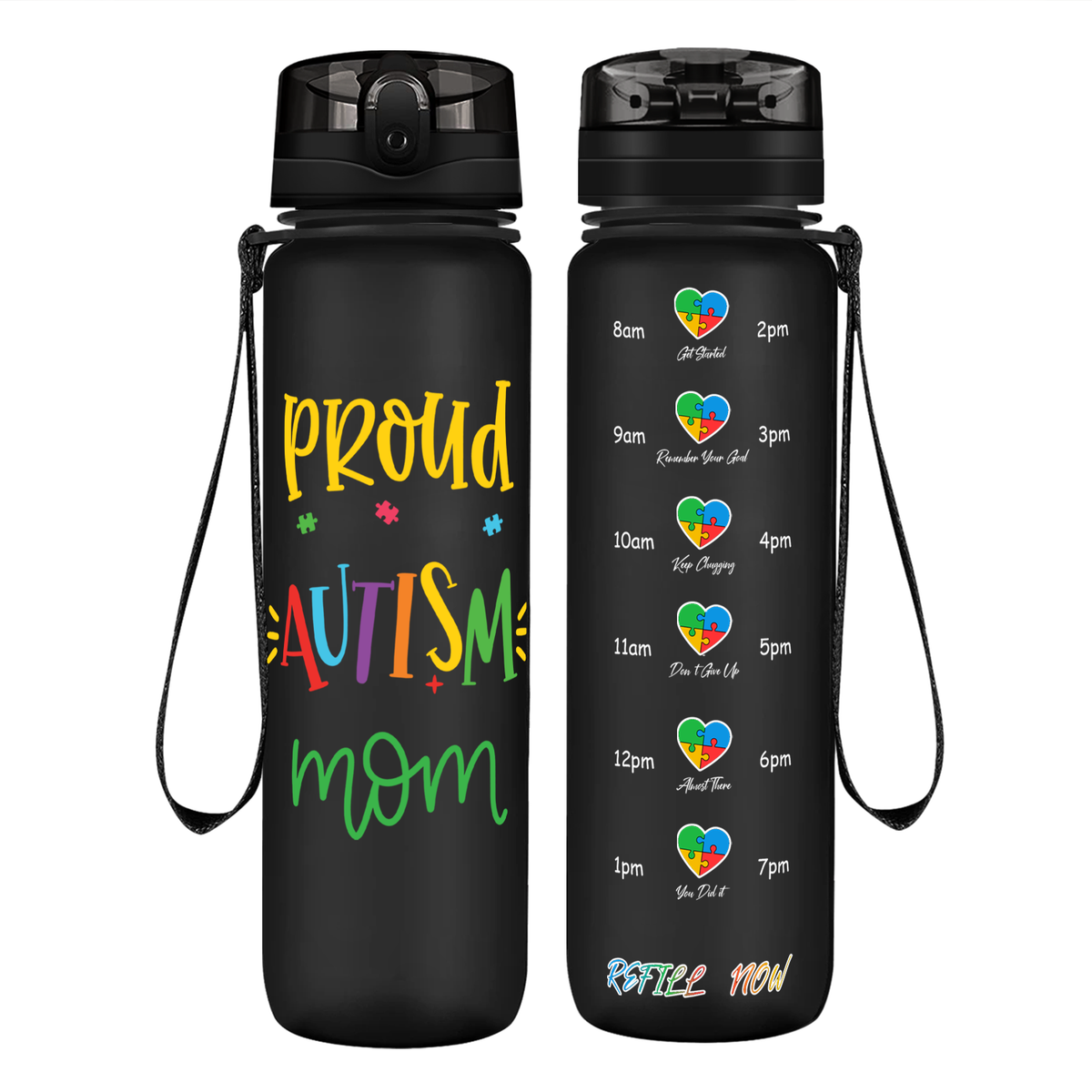 Proud Autism Mom on 32 oz Motivational Tracking Water Bottle