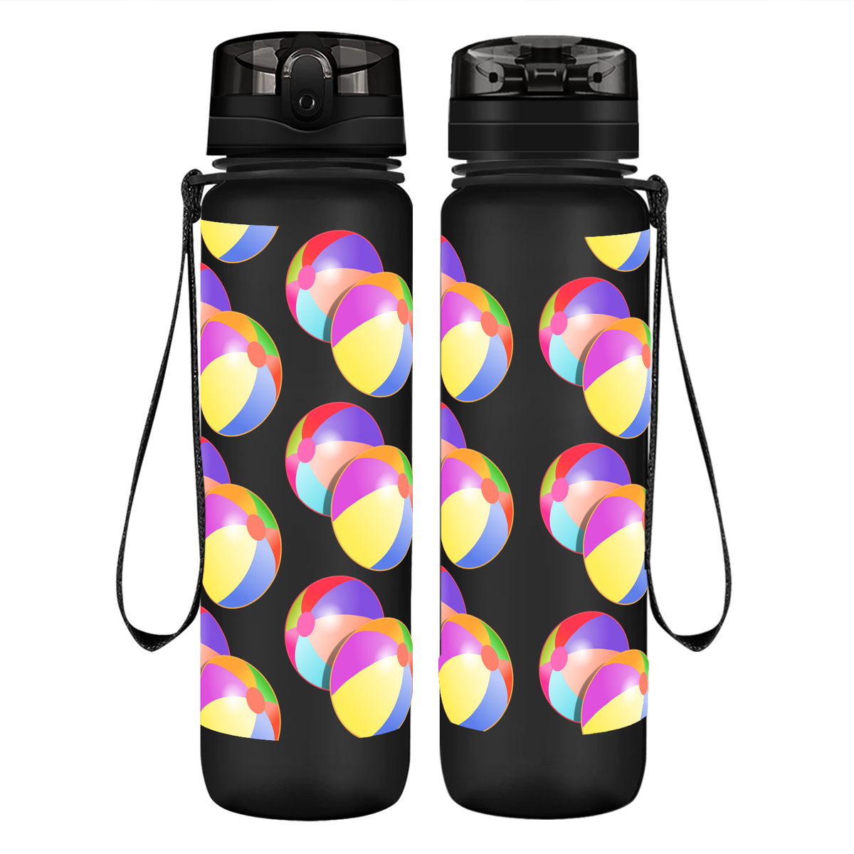 Beach Balls on 32 oz Motivational Tracking Water Bottle