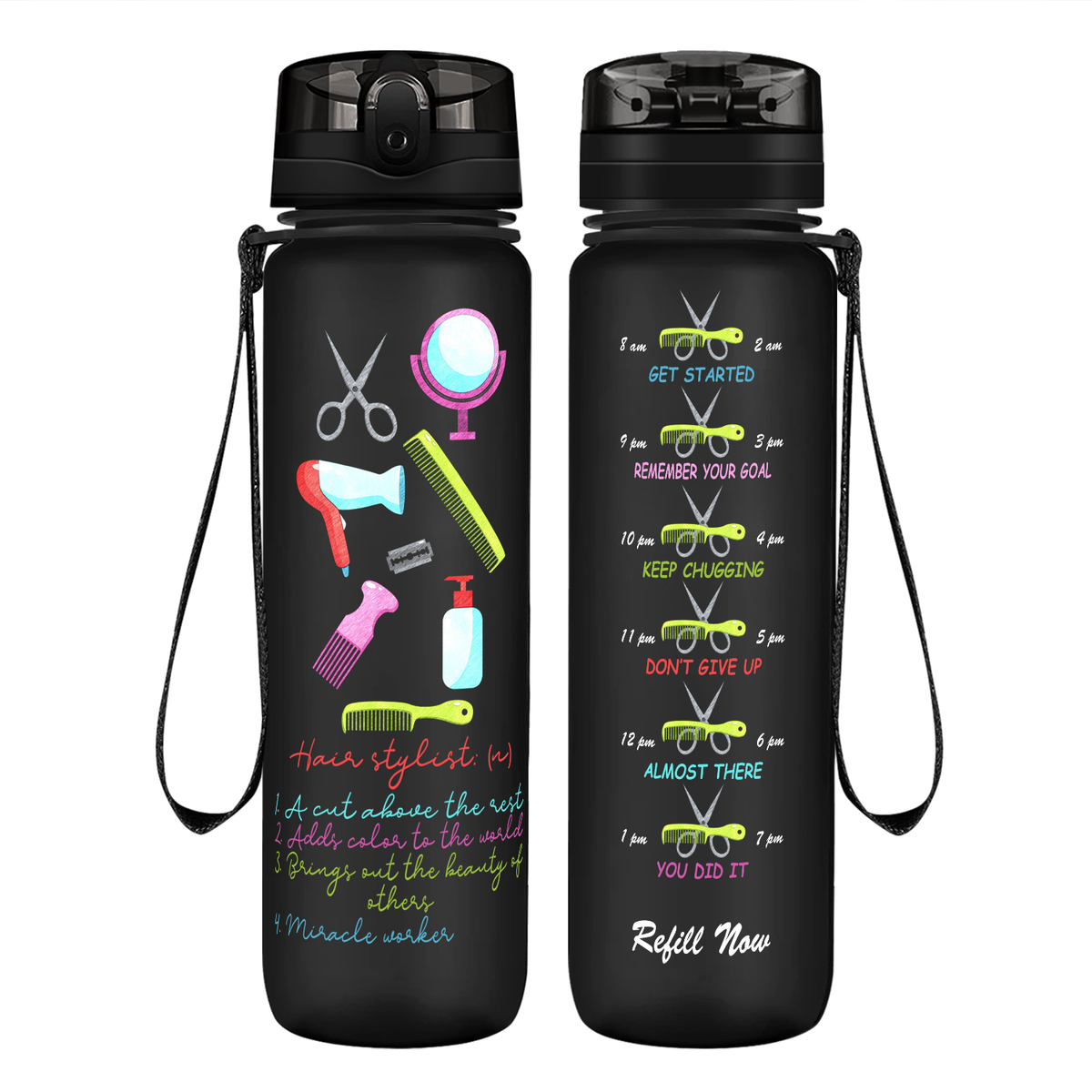 Hairstylist Miracle Worker on 32 oz Motivational Tracking Water Bottle