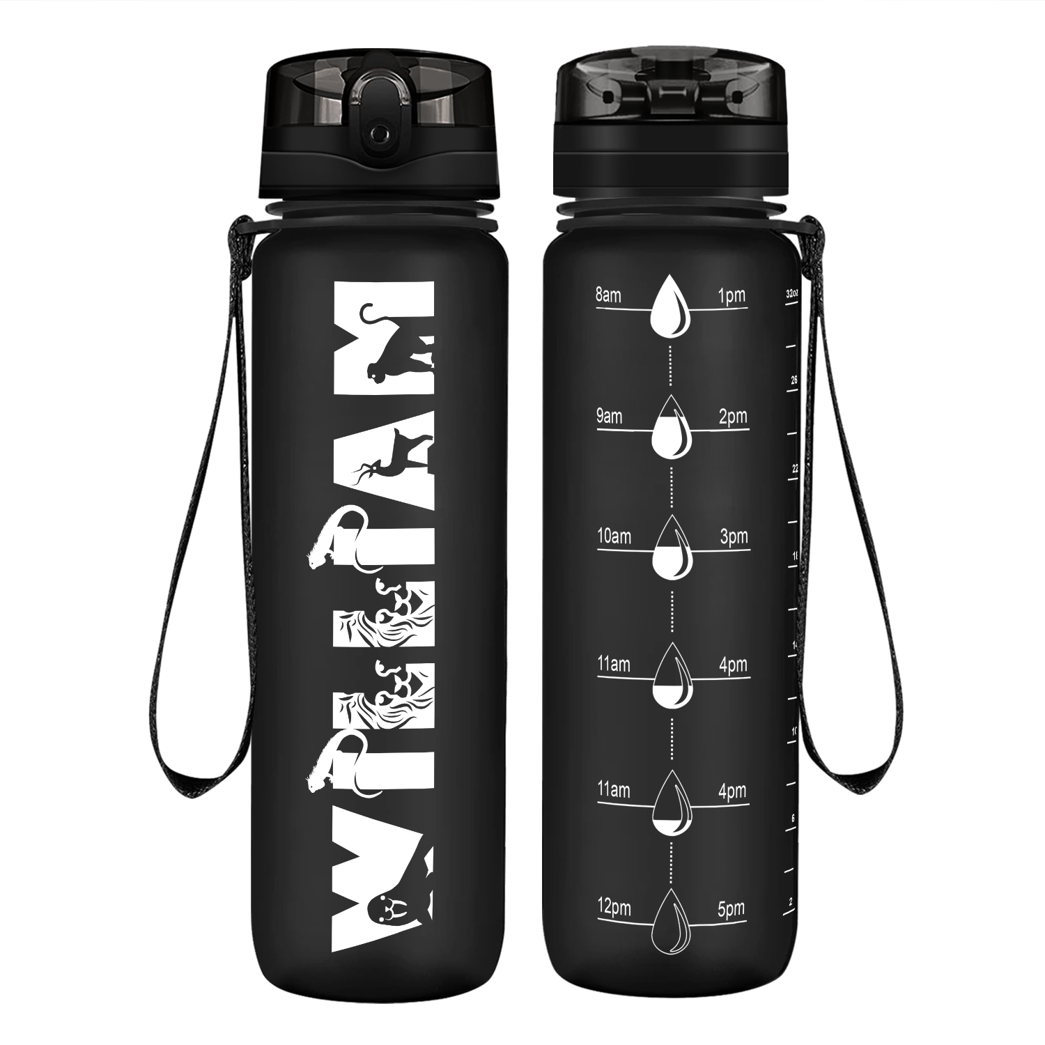 Cuptify Kids Personalized on Black Frosted Motivational Tracking Water Bottle