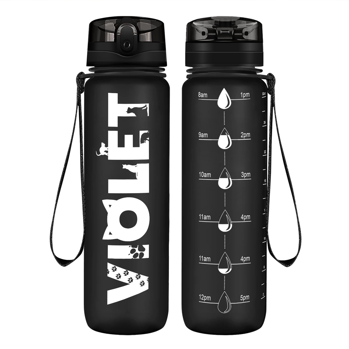 Personalized Girls on 32 oz Motivational Tracking Water Bottle