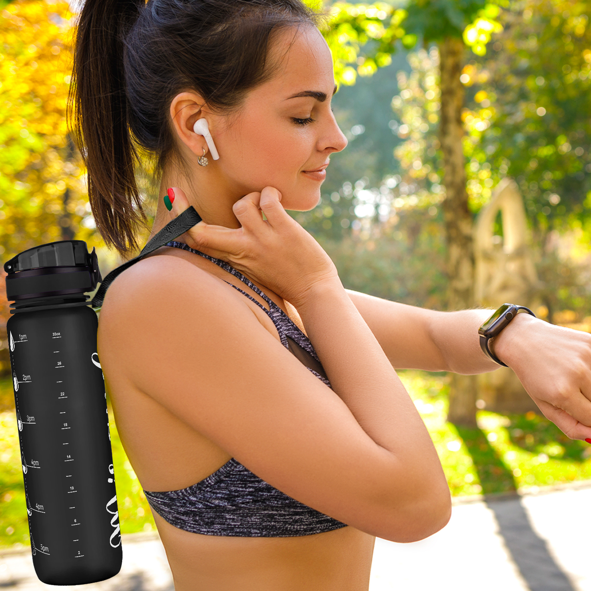 Personalized Black Frosted 32 oz Water Bottle