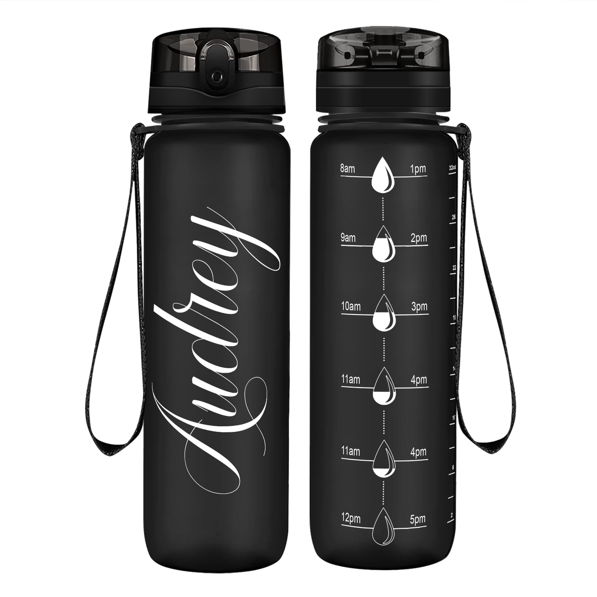 Cuptify Personalized Black Frosted Water Bottle