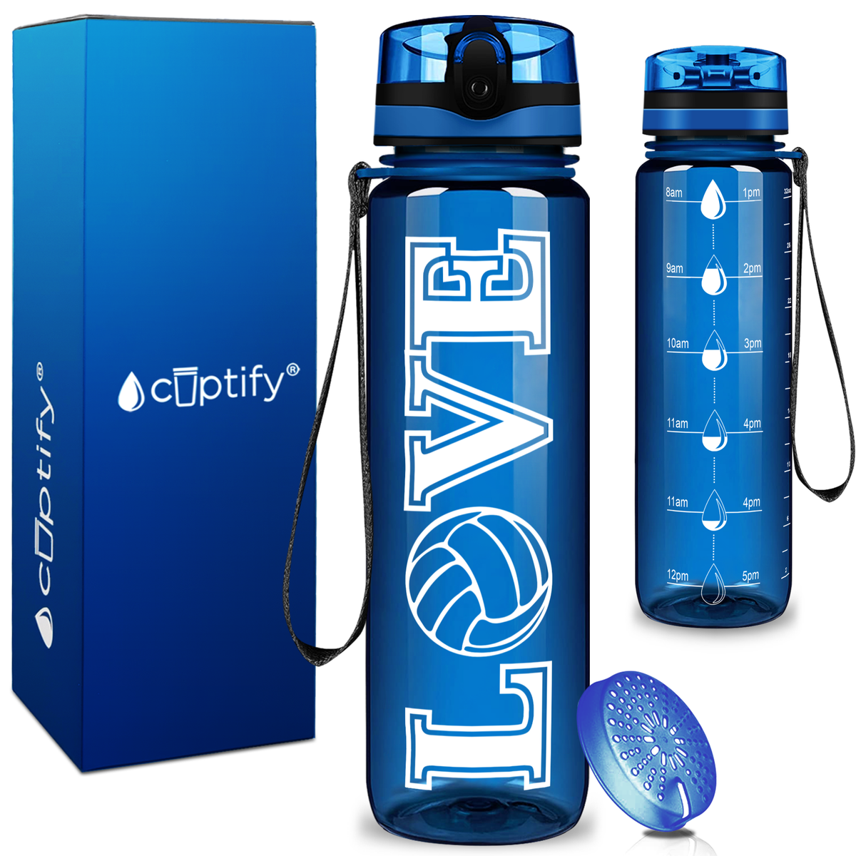 Volleyball Love on 32 oz Motivational Tracking Water Bottle