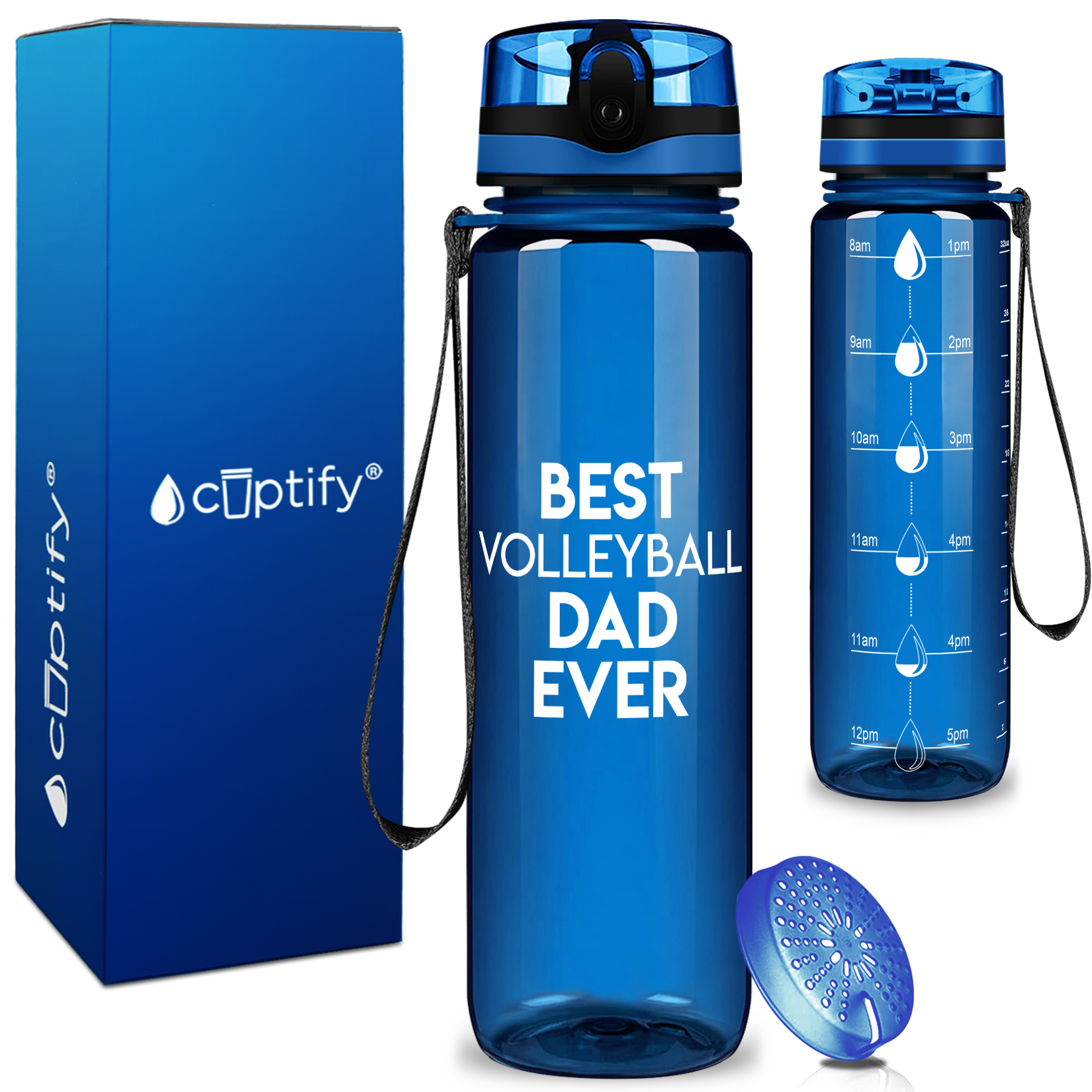 Best Volleyball Dad Ever on 32 oz Motivational Tracking Water Bottle