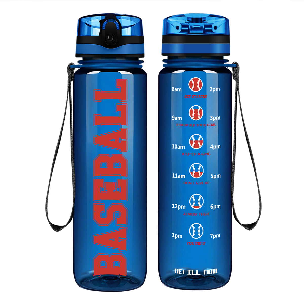 Baseball on 32 oz Motivational Tracking Water Bottle