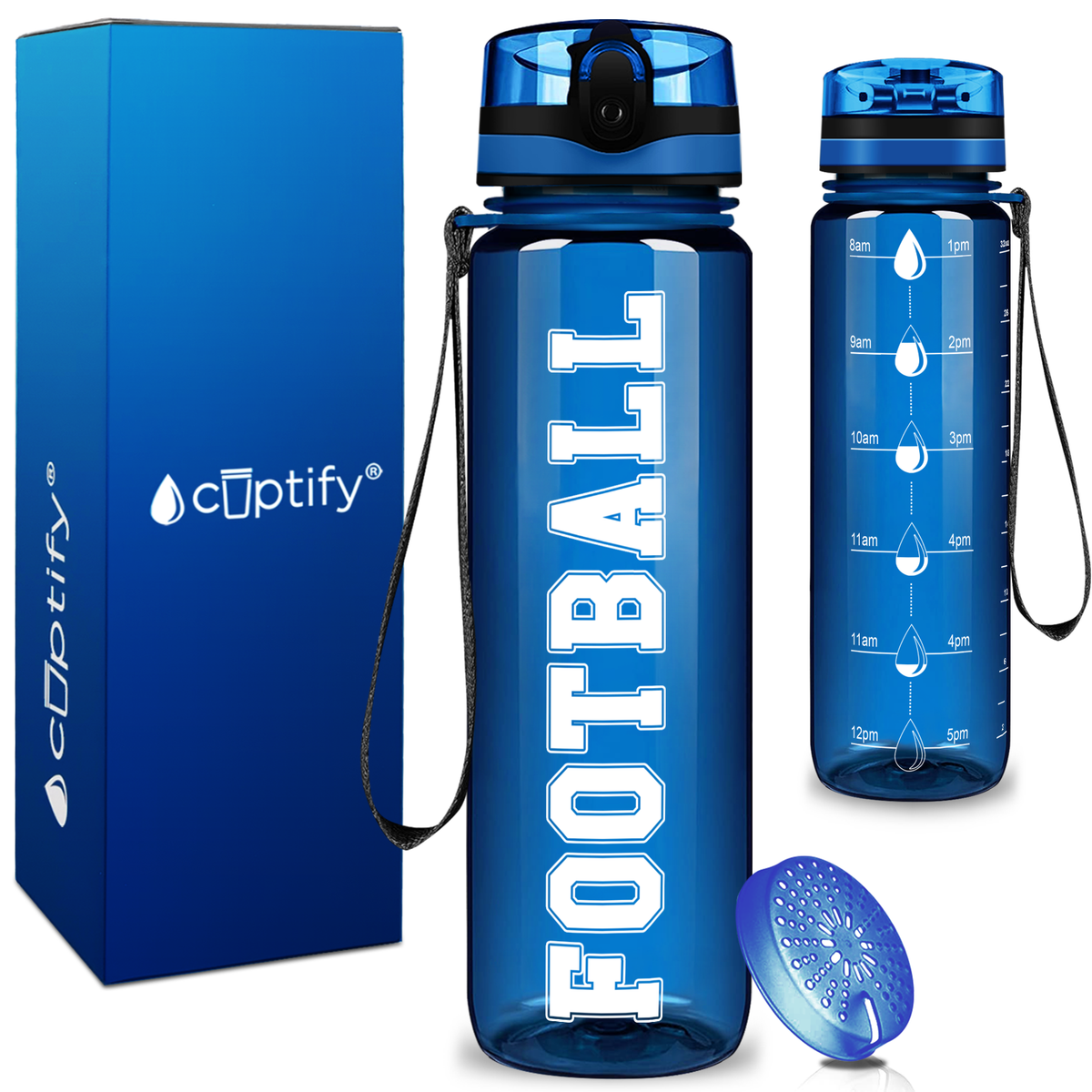 Football on 32 oz Motivational Tracking Water Bottle