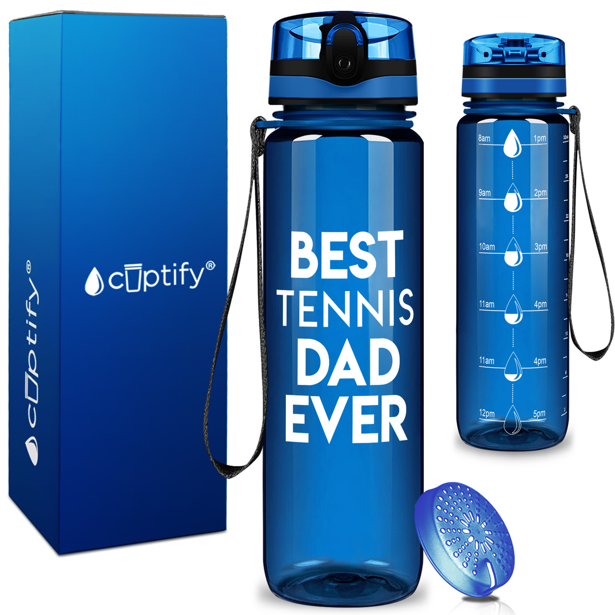 Best Tennis Dad Ever on 32 oz Motivational Tracking Water Bottle