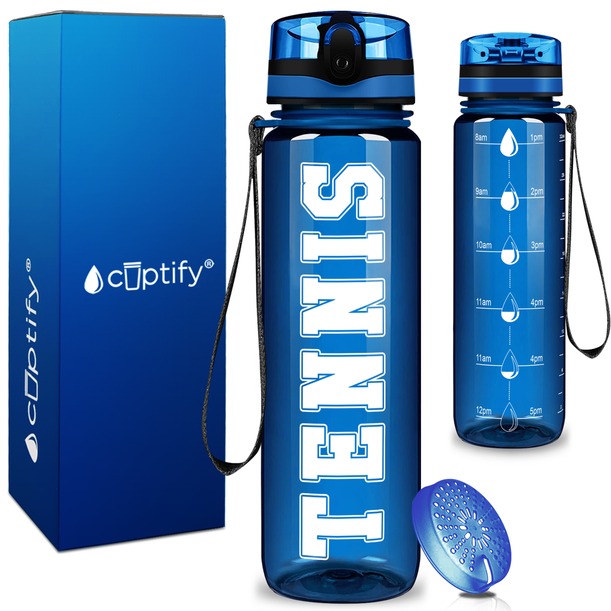 Tennis on 32 oz Motivational Tracking Water Bottle