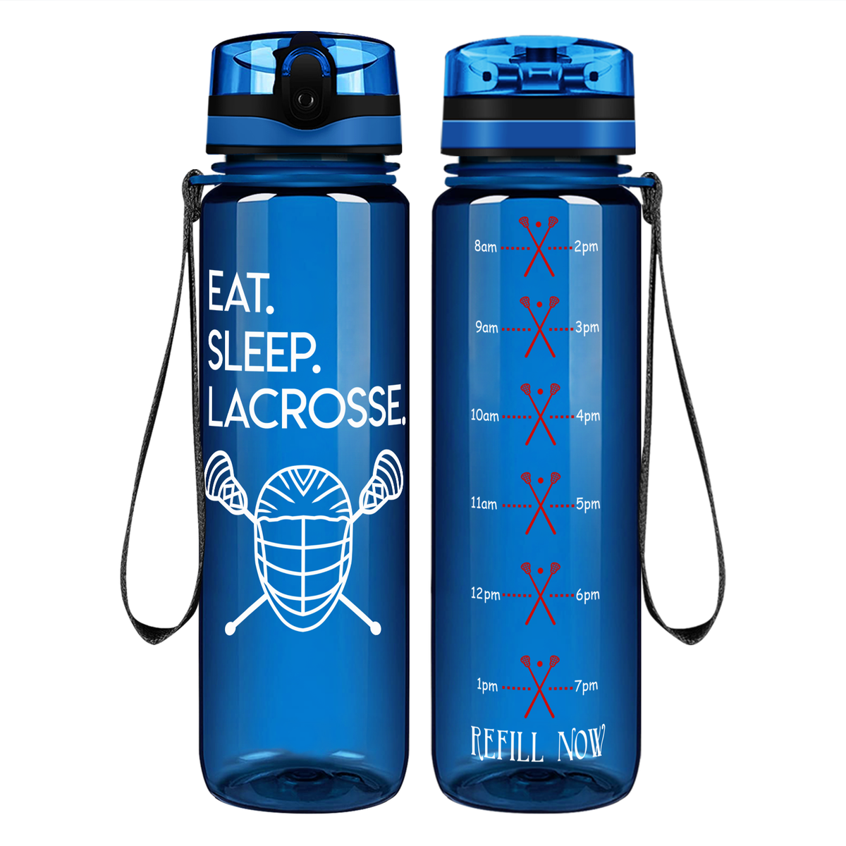 Eat Sleep Lacrosse on 32 oz Motivational Tracking Water Bottle
