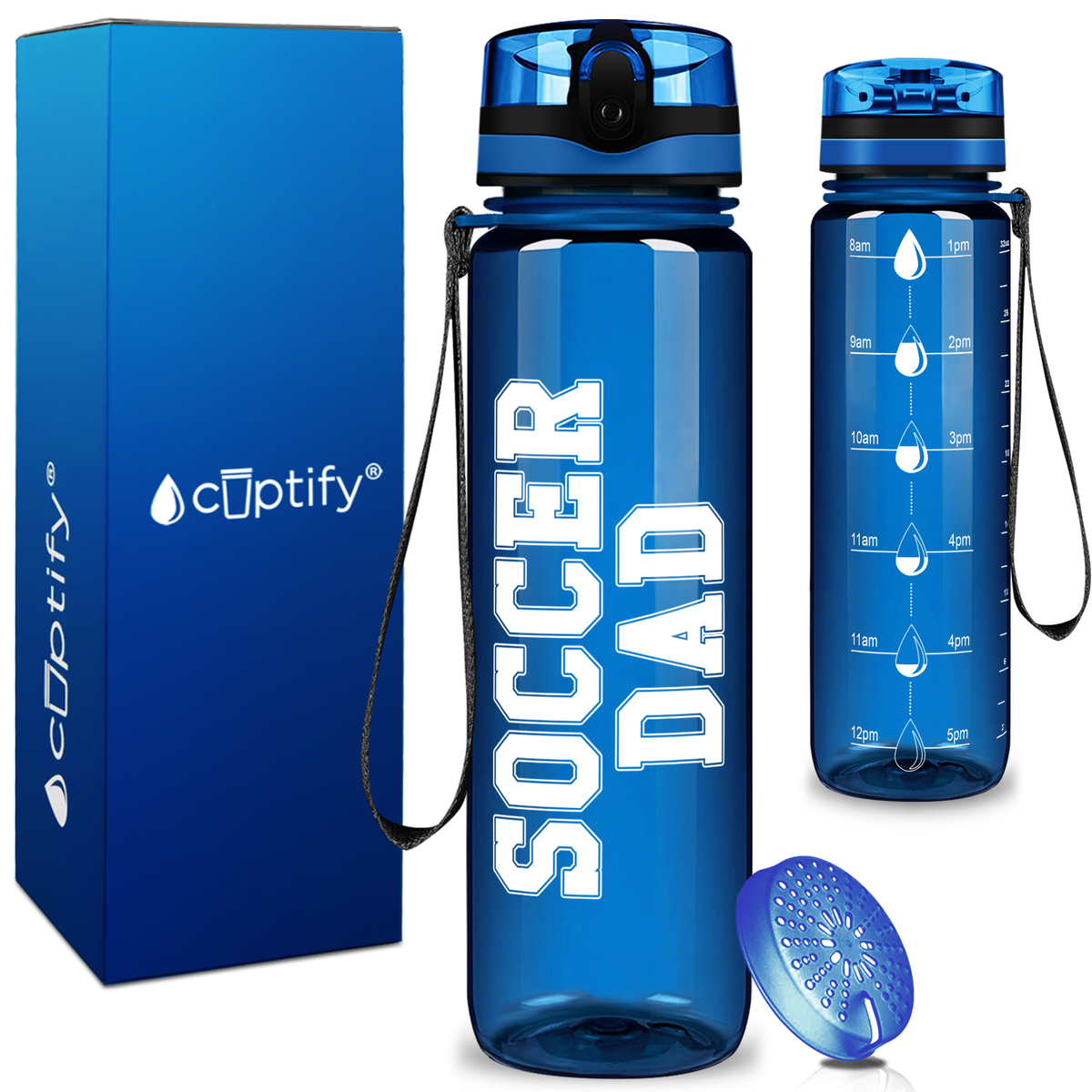 Soccer Dad on 32 oz Motivational Tracking Water Bottle