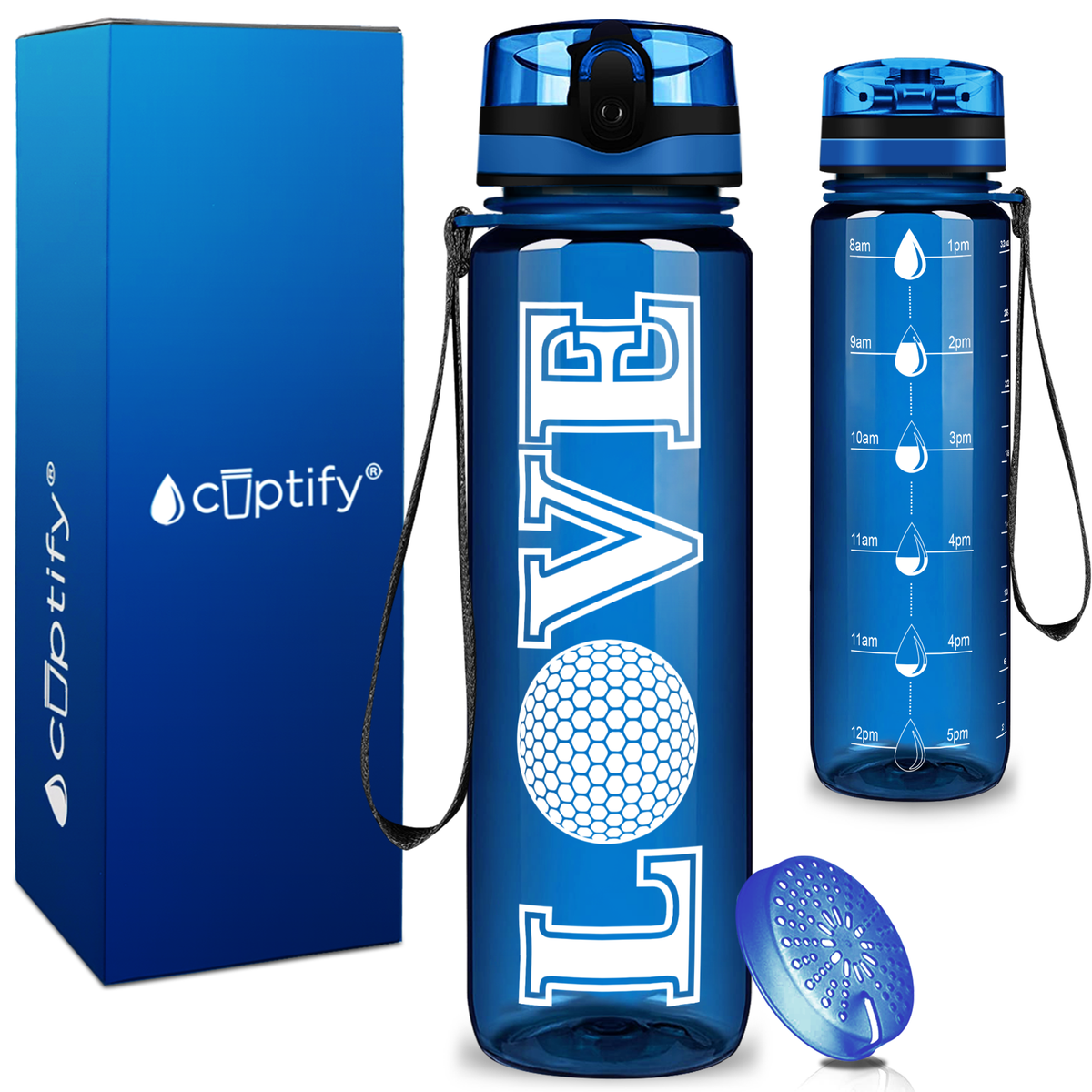 Golf Love on 32 oz Motivational Tracking Water Bottle