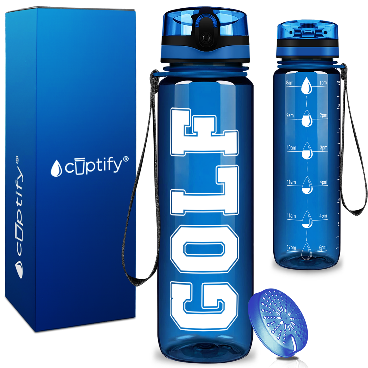 Golf on 32 oz Motivational Tracking Water Bottle