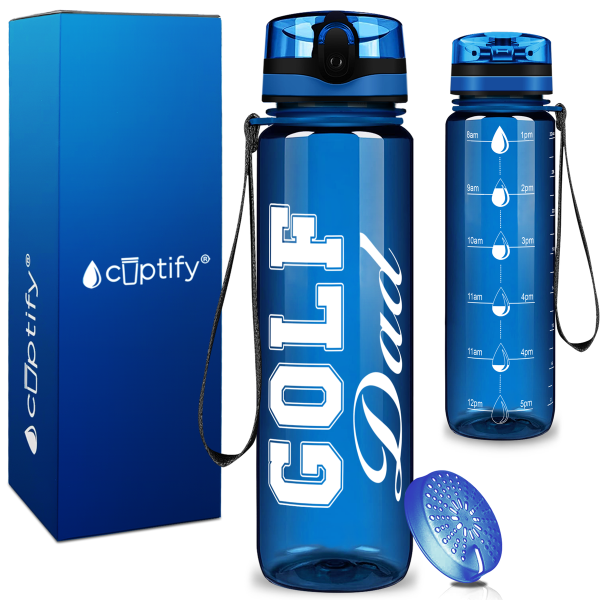 Golf Dad on 32 oz Motivational Tracking Water Bottle
