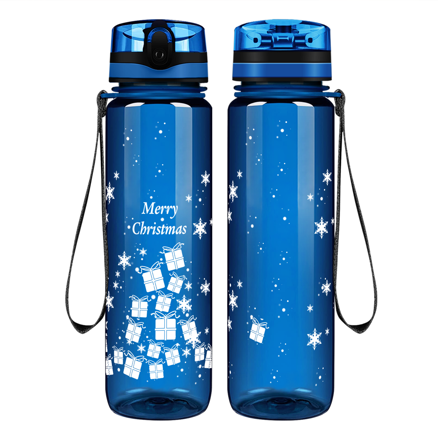 Merry Christmas with Presents Motivational Tracking Water Bottle
