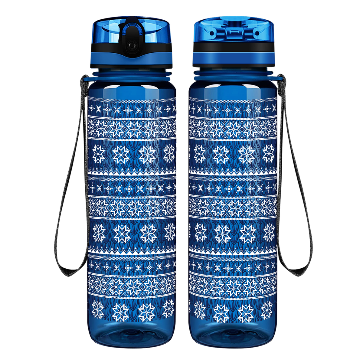 Snowflakes Sweater Style Motivational Tracking Water Bottle