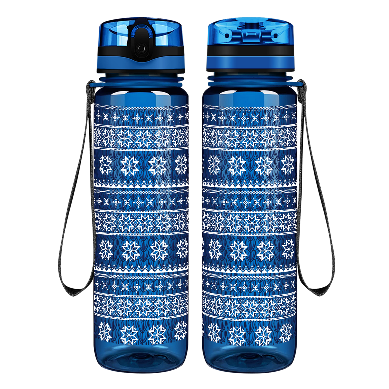 Snowflakes Sweater Style Motivational Tracking Water Bottle