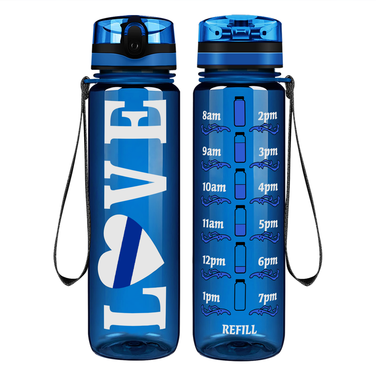 Love Police on 32 oz Motivational Tracking Water Bottle