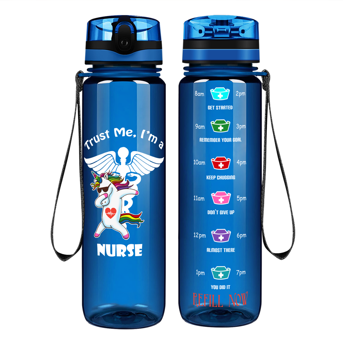 Trust Me I'm A Nurse Awesome Unicorn on 32oz Motivational Tracking Water Bottle
