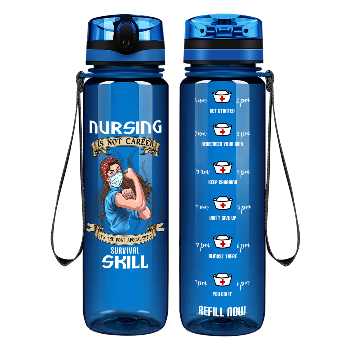 Survival Skill on 32oz Motivational Nurse Water Bottle